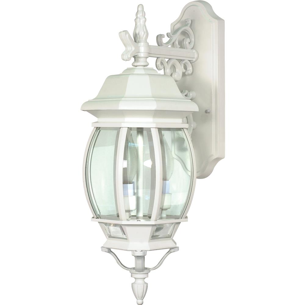 Nuvo Lighting 60/891  Central Park - 3 Light - 22" - Wall Lantern with Clear Beveled Glass in White Finish